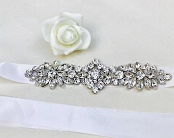 Wedding belt, wedding dress belt, Bridal Belt, rhinestone appliqué, Ivory ribbon, wedding accessories,  bridal accessories