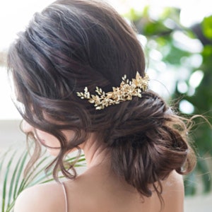 Hair Comb, Wedding Hair Comb, Gold Bridal Comb, pearl hair comb, Wedding hair accessories, image 2