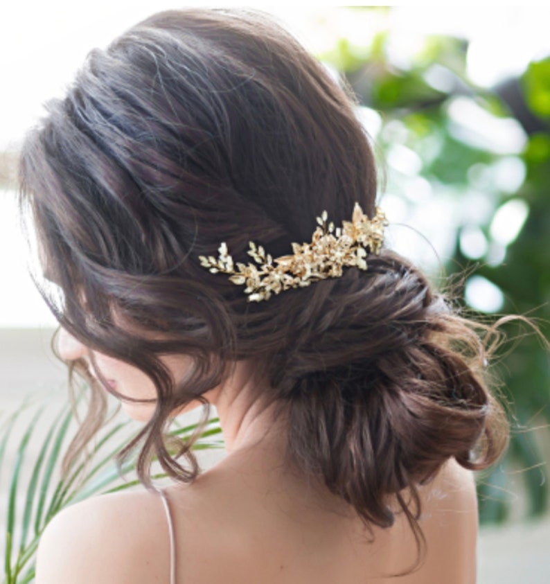 Hair Comb, Wedding Hair Comb, Gold Bridal Comb, pearl hair comb, Wedding hair accessories, image 2