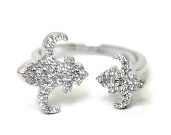 New .68cttw Micro Pave Set Diamond Simulant Fleur de lis Ring Size 11