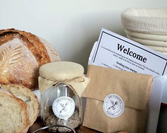 Rye Sourdough Starter Kit | Baking Tools, Banneton Basket | Beginner Gift