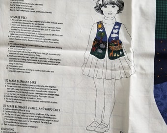 Child's vest kit, cut and sew, Noah's Ark, cotton vest sewing kit