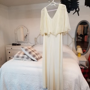 Vintage Chiffon jumpsuit, glamorous evening or wedding guest attire. Sz 7/8 BY ILGWU