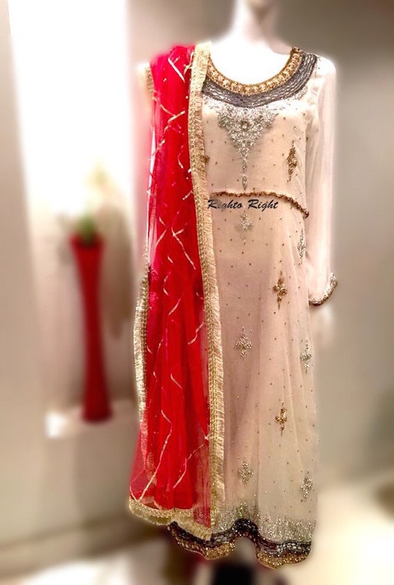 white and red dress for nikah