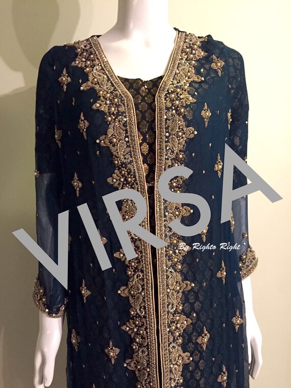 Embroidered Jacket Women Pakistani Wedding Dress Salwar Etsy