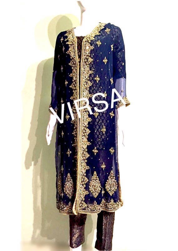 Heavy Embroidery Jacket Pakistani Wedding Dress Salwar Etsy