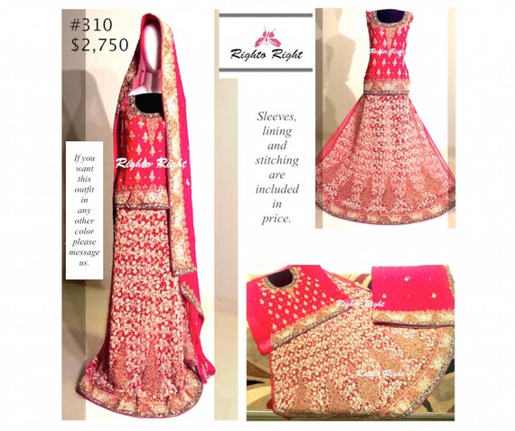 Pakistani Bridal Dress Red Heavy Embroidery Sharara Etsy