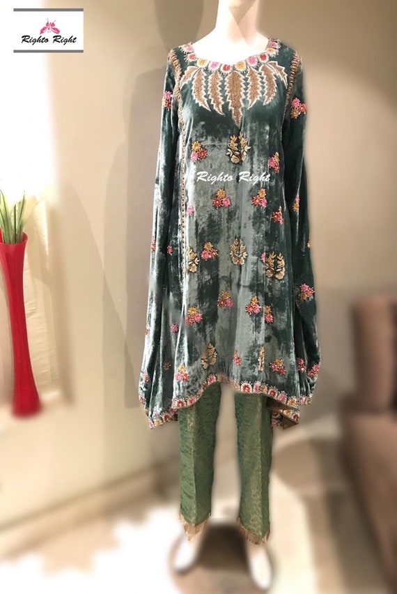 velvet short frocks design