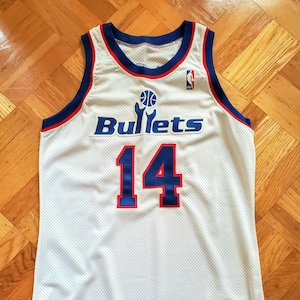 Robert Pack Authentic Champion Jersey Washington Bullets 1995 Juego Usado 44 + 2 Raros 90s Vintage NBA Photo Matched