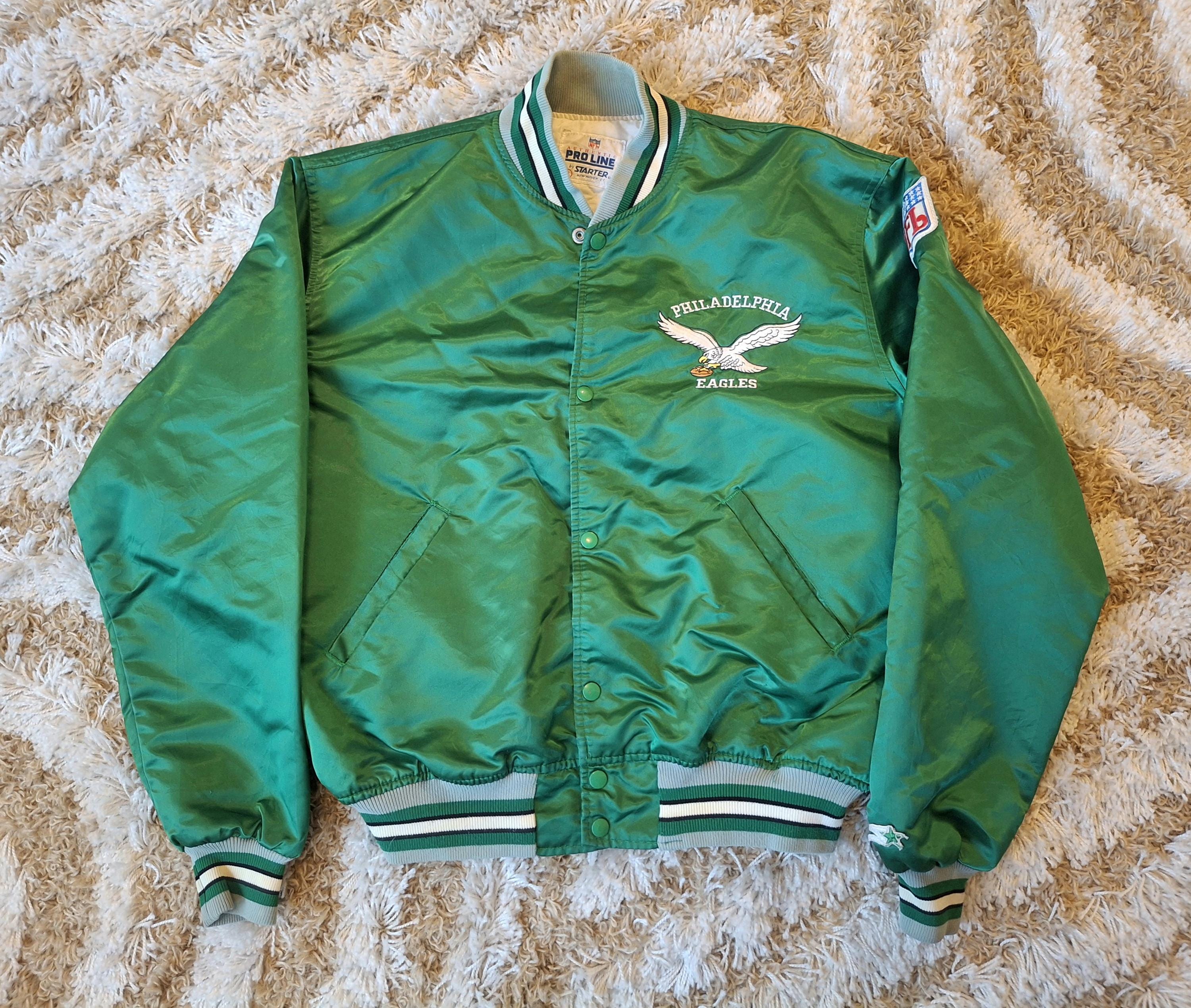 Philadelphia Eagles Vintage Starter Jacket XL Rare 90s Satin Kelly