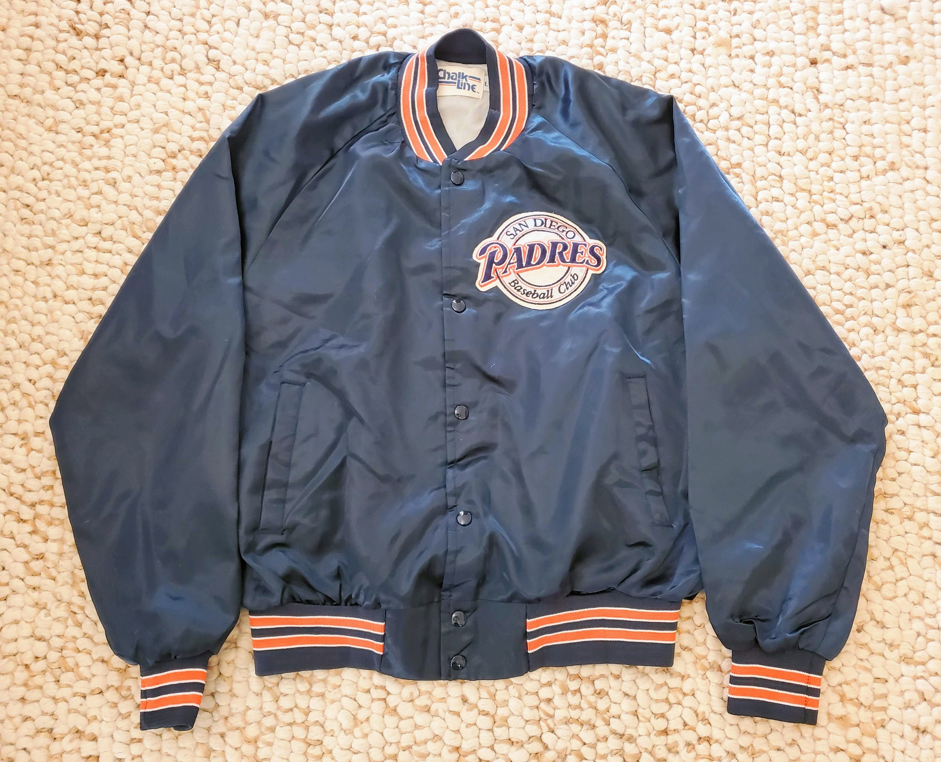 San Diego Padres Vintage Chalk Line Jacket L Rare 90s Satin 