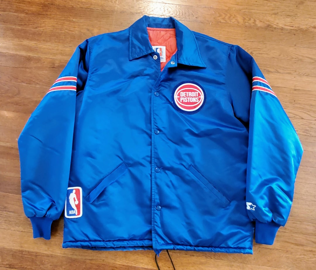 Detroit Pistons Vintage Starter Jacket L Rare Satin 80s Bad Etsy New