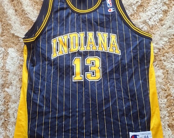Mark Jackson Vintage Indiana Pacers Champion Jersey 44 L Rare 90s NBA