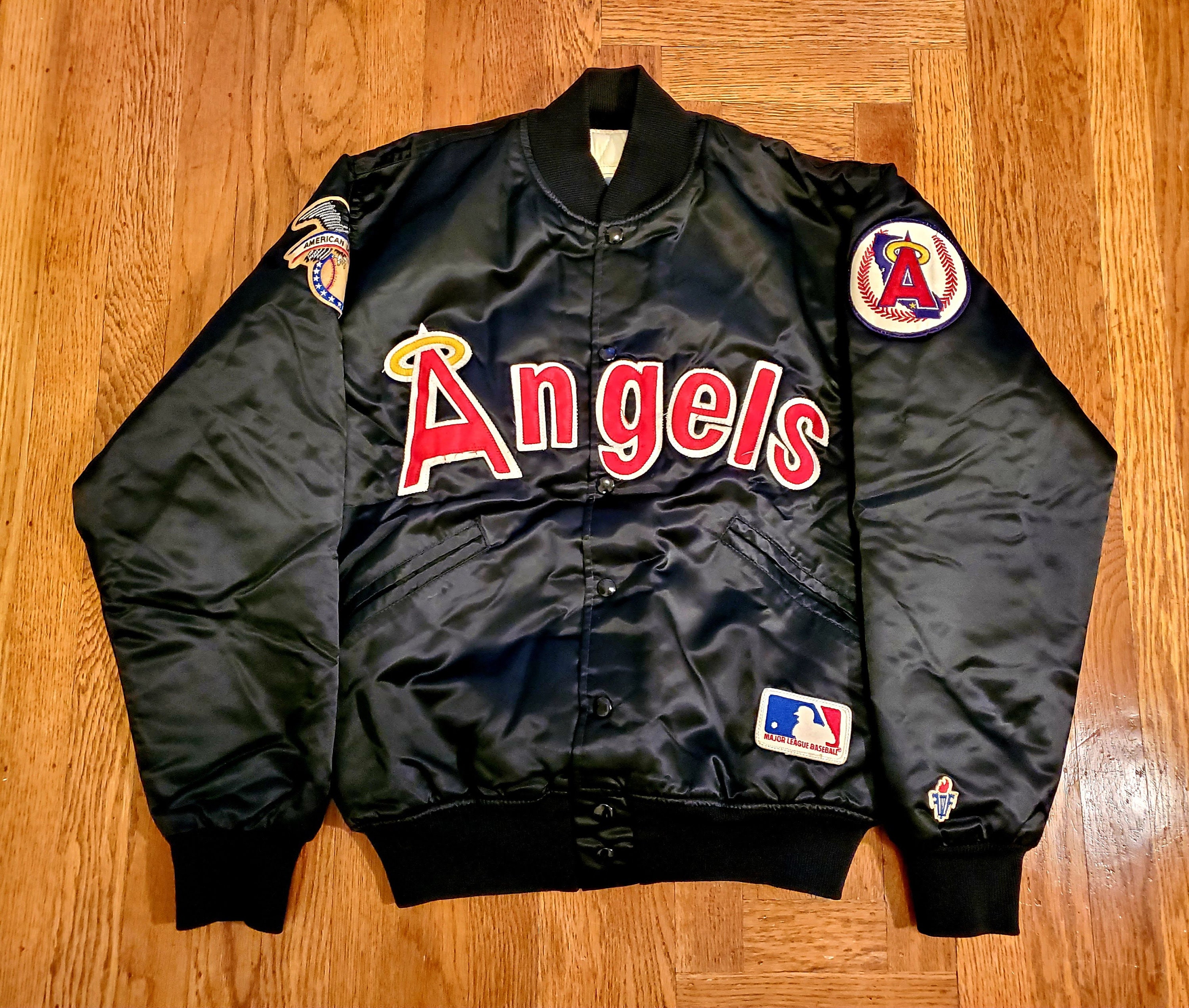 Vintage California Angels Satin Jacket Chalk Line Size Large Little League  Men
