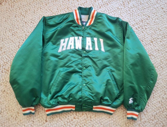 University of Hawaii Starter Jacket XL Rare 90s Satin Rainbow