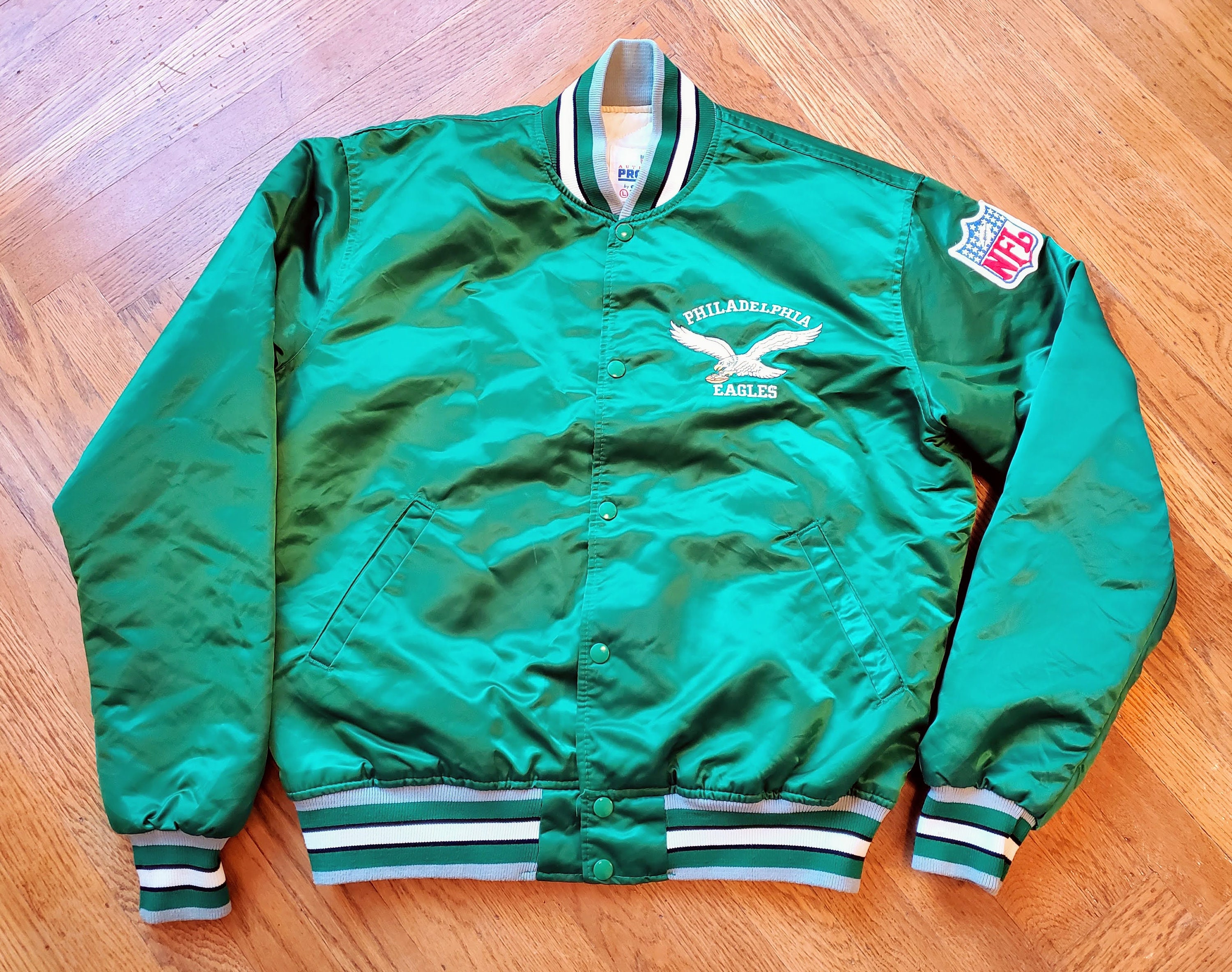 Philadelphia Eagles Vintage Starter Jacket L Rare Satin 90s 