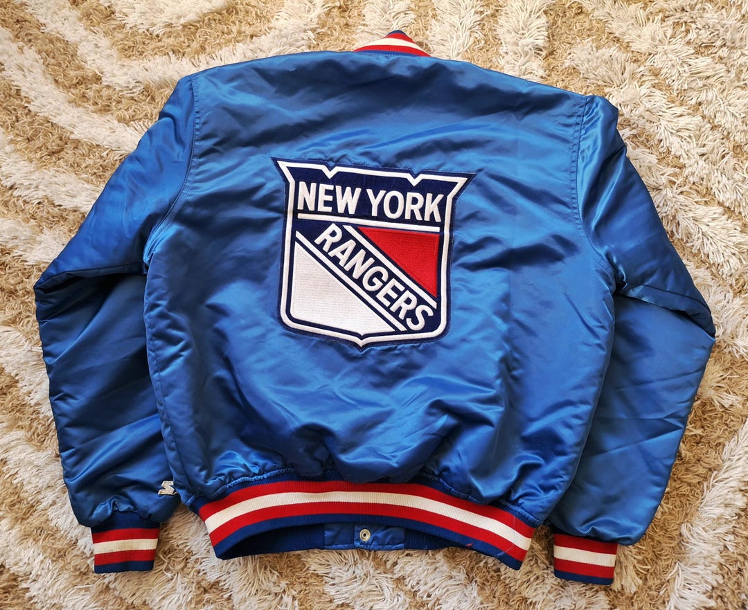 Retro Ranger Jacket New York Rangers Vintage Starter Jacket L Rare 90s NHL Backpatch Satin ...