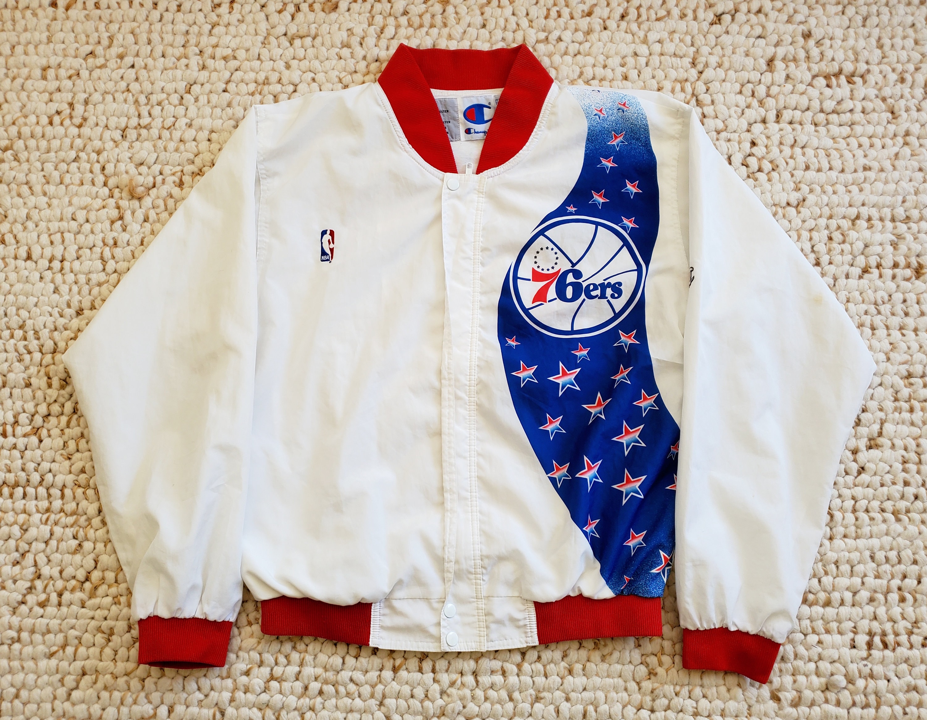 Men's Starter Royal Philadelphia 76ers The Offensive Varsity Satin  Full-Snap Jacket