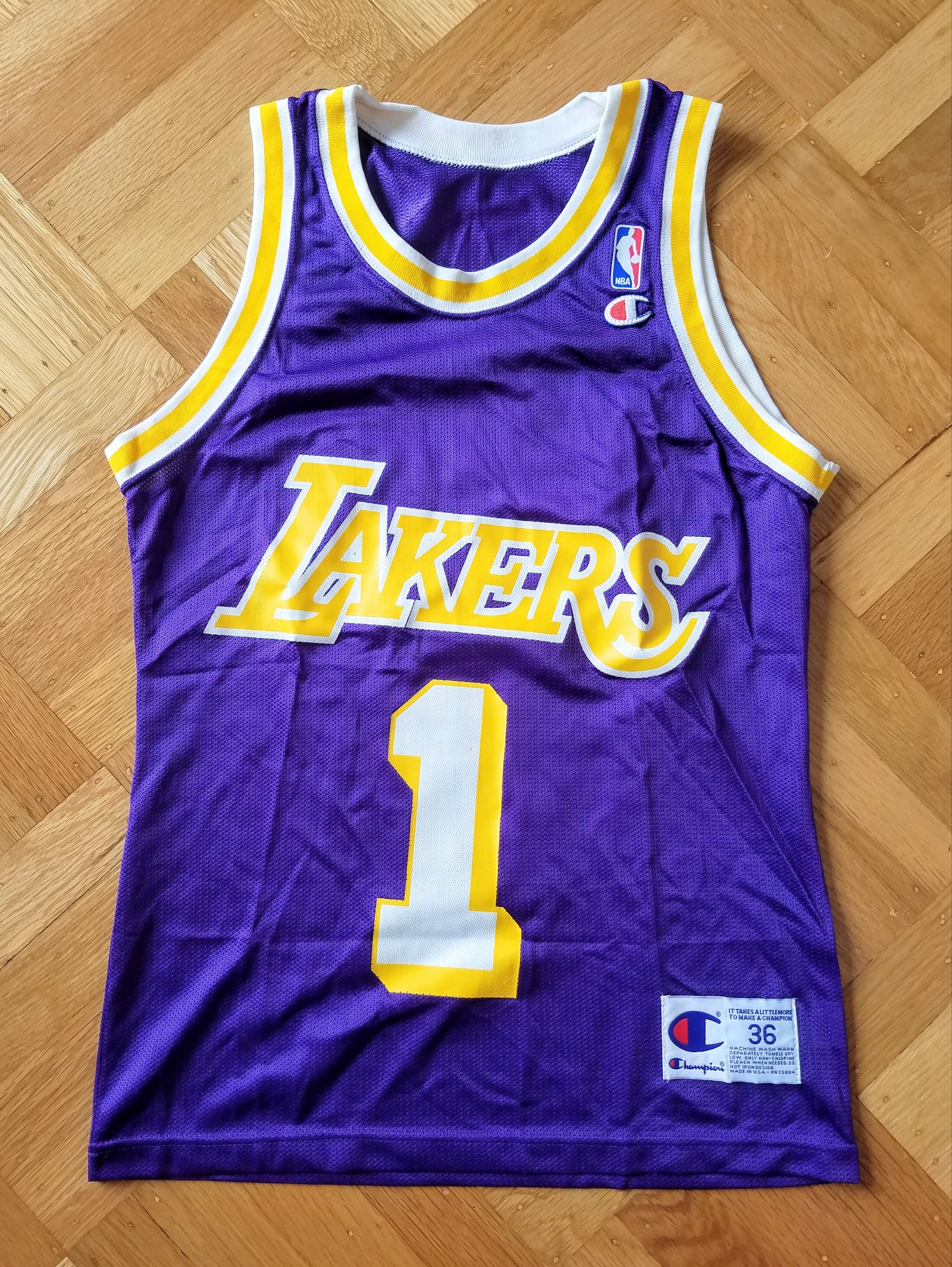Anthony Peeler Vintage Champion Jersey 36 S Los Angeles Lakers 