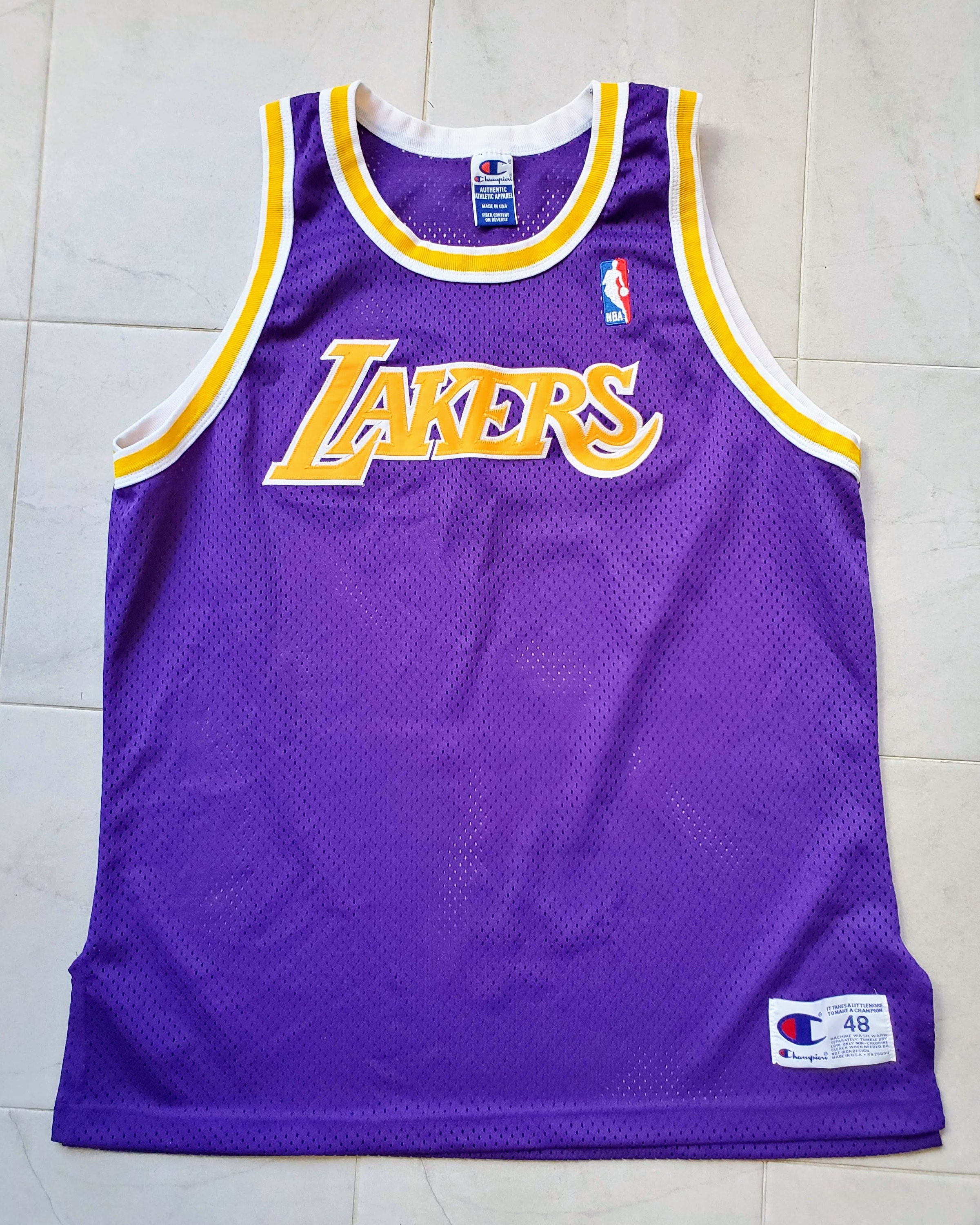 90's Los Angeles Lakers Authentic Champion NBA Practice T Shirt Size Large  – Rare VNTG