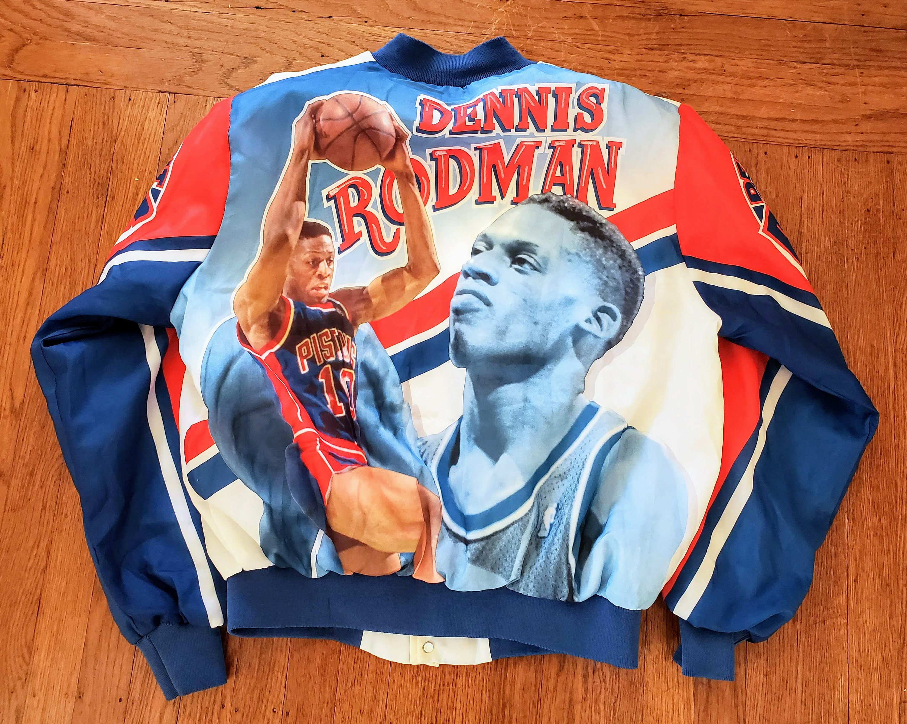 Dennis Rodman Detroit Pistons Blue CUSTOM NBA Jersey XL New