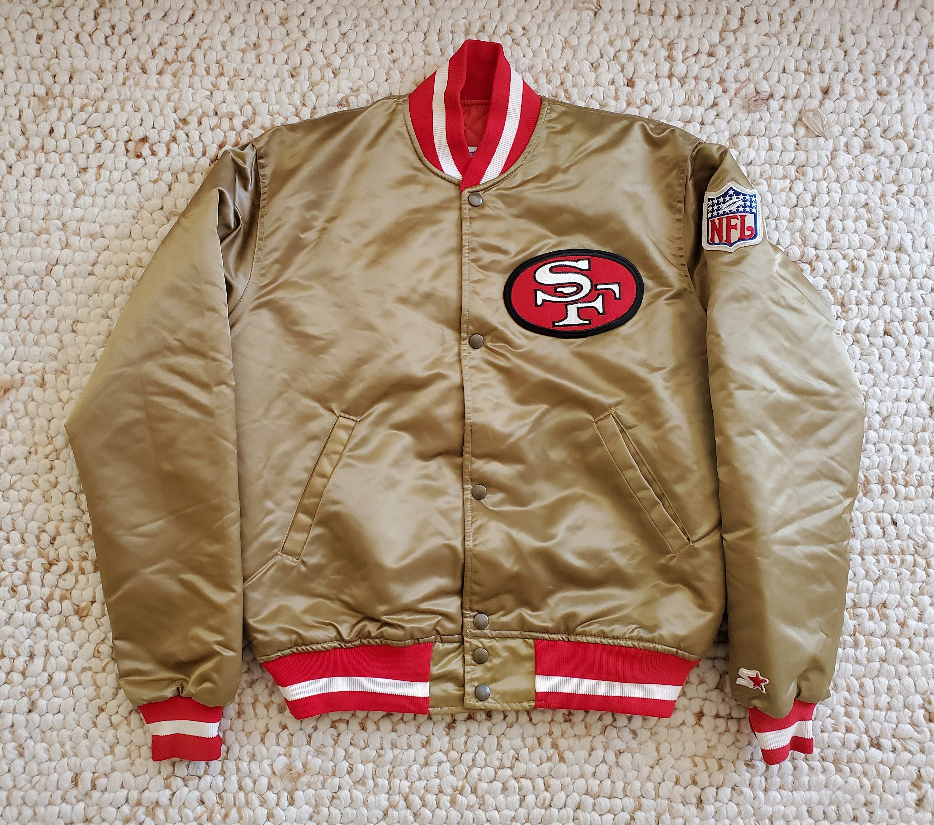Rare Vintage San Francisco 49ers Starter Bomber Jacket Red Gold