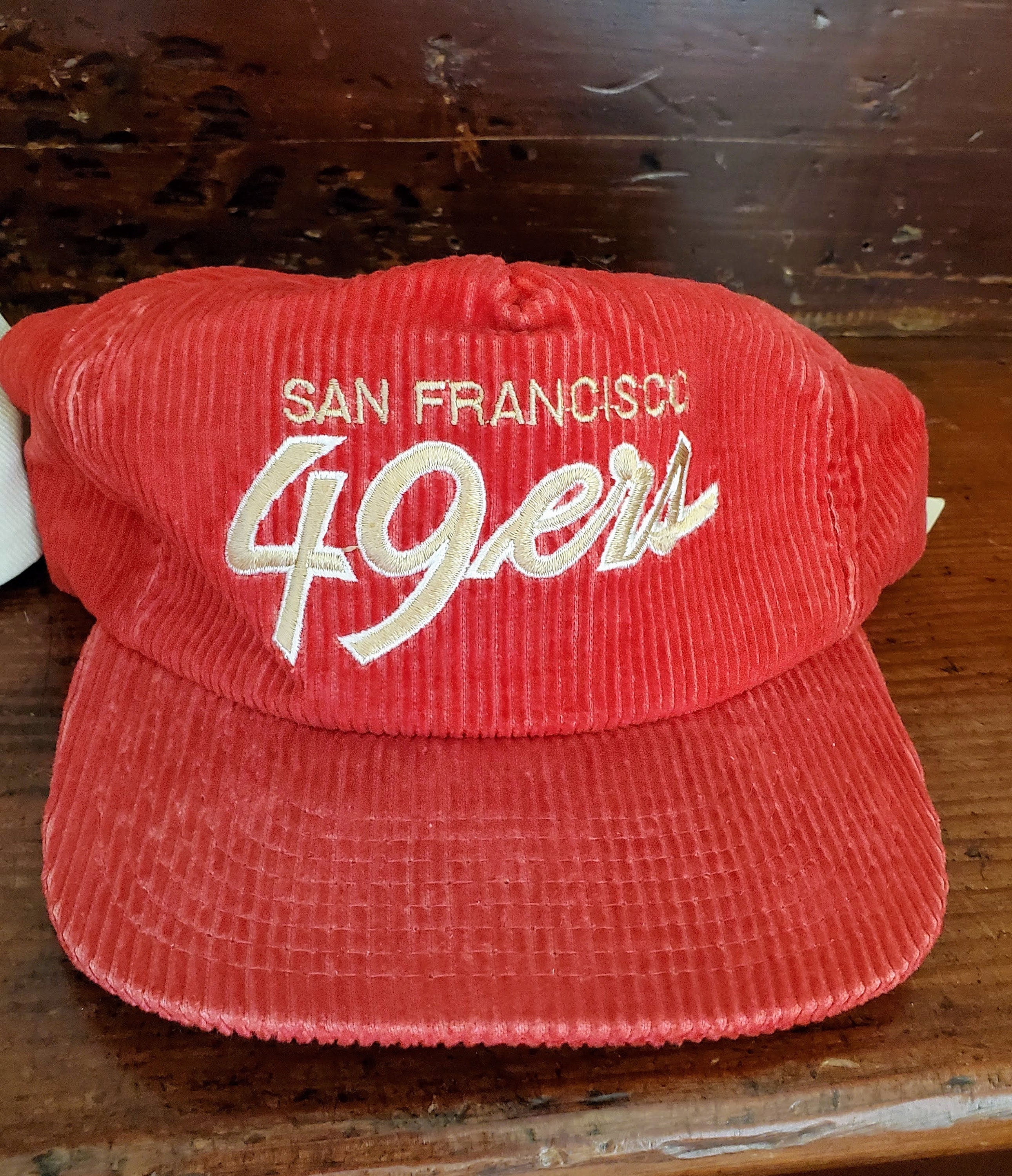 Vtg San Francisco 49ers Cap Corduroy Felt Script - clothing