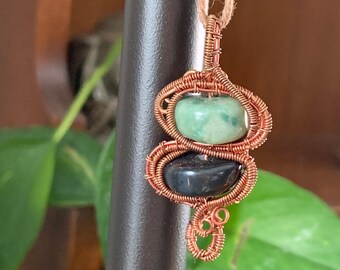 Wire Wrapped Aventurine and Jasper Pendant “Esmeralda”
