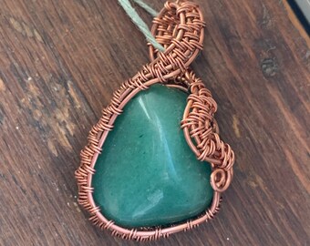 Wire Wrapped Green Aventurine Pendant “Persia”
