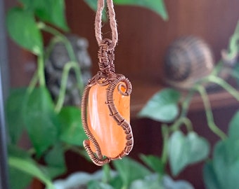 Wire Wrapped Orange Agate Column “Nemo”