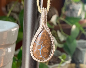 Wire Wrapped Boulder Opal Pendant “Fizz”