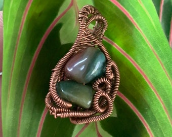 Wire Wrapped Multi Stone Agate Pendant “Serabia”