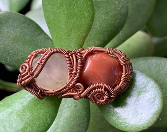 Wire Wrapped Jasper and Quartz Lapel/Hat Pin