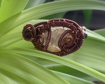 Wire Wrapped Copper Citrine Lapel / Hat Pin “Goodie”