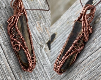 Wire Wrapped North Dakota Petrified Wood Pendant “Drifter”