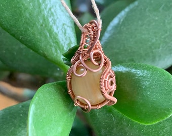 Wire Wrapped Striped Yellow Agate “Shine”