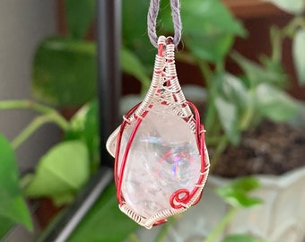 Wire Wrapped Clear Polished Quartz Pendant “Pep”