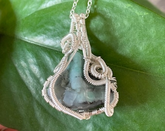 Wire Wrapped Raw Emerald Pendant “Ingrid”