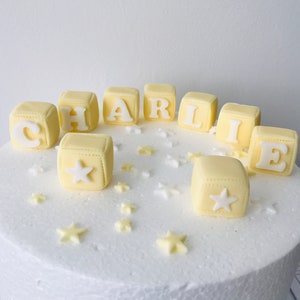 Edible Fondant Name Blocks - christening/birthday cake topper decoration