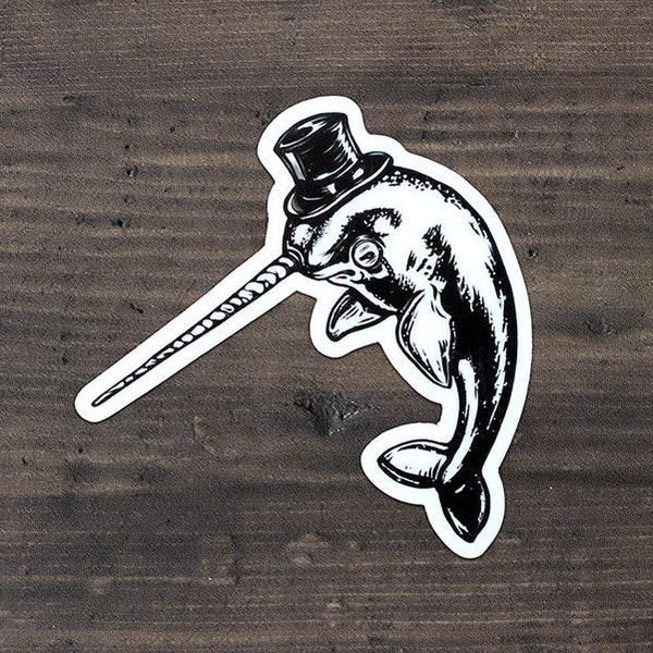 Gentleman Narwhal - Weather Resistant Vinyl Sticker