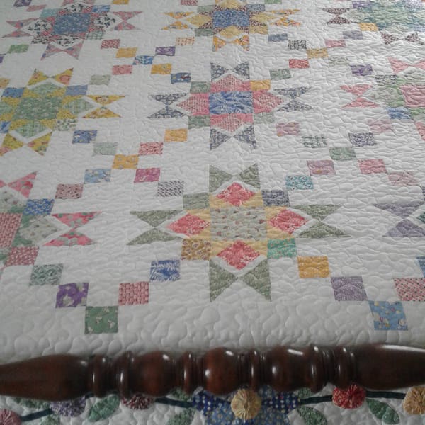 30s Reproduction Star and Flower Quilt