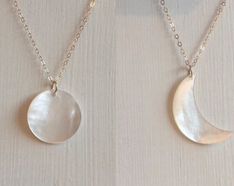 Pearl pendant necklace/ freshwater pearl necklace/coin pearl necklace/ simple pearl necklace/pearl pendant