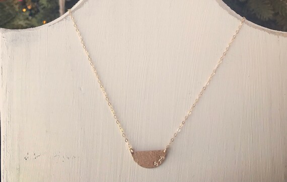Half Moon Disc Necklace Dainty 