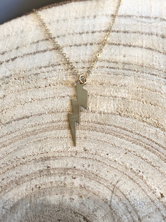 Gold Lightning Bolt Necklace Large 