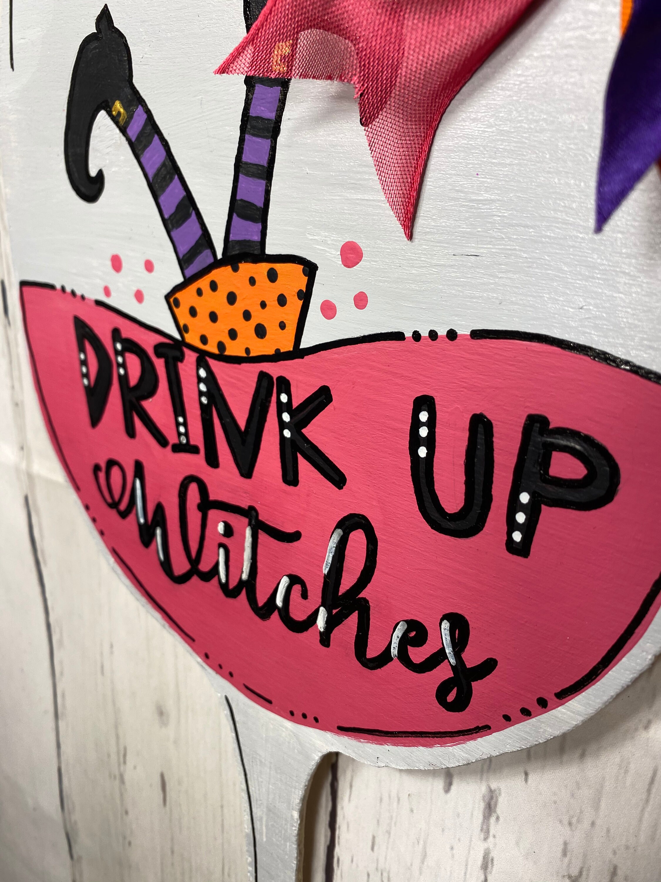 Drink Up Witches Halloween Door Hanger Decor / Trick or
