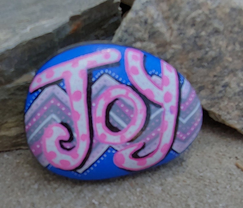 stone inspirational hand painted scripture Joy painted rock Bible verse