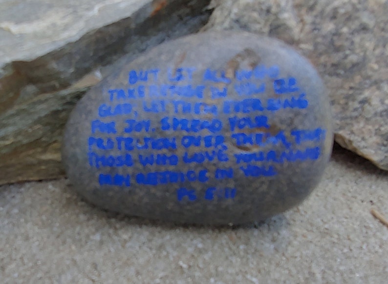 stone inspirational hand painted scripture Joy painted rock Bible verse