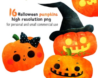 Halloween Clipart | Pumpkin | printable halloween | commercial use | Cute Clip art | instant download |watercolor clipart