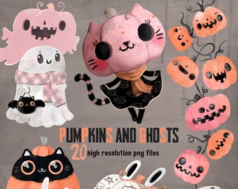 Halloween Kürbis und Geister Clipart