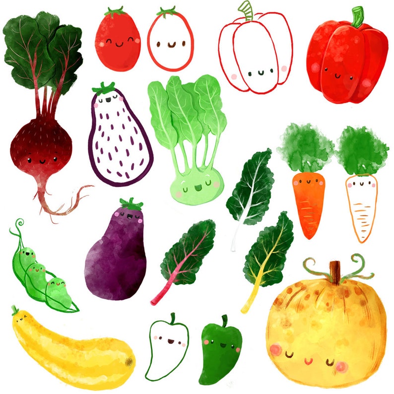 Vegetable Clipart Animal Clipart Printable Watercolor - Etsy